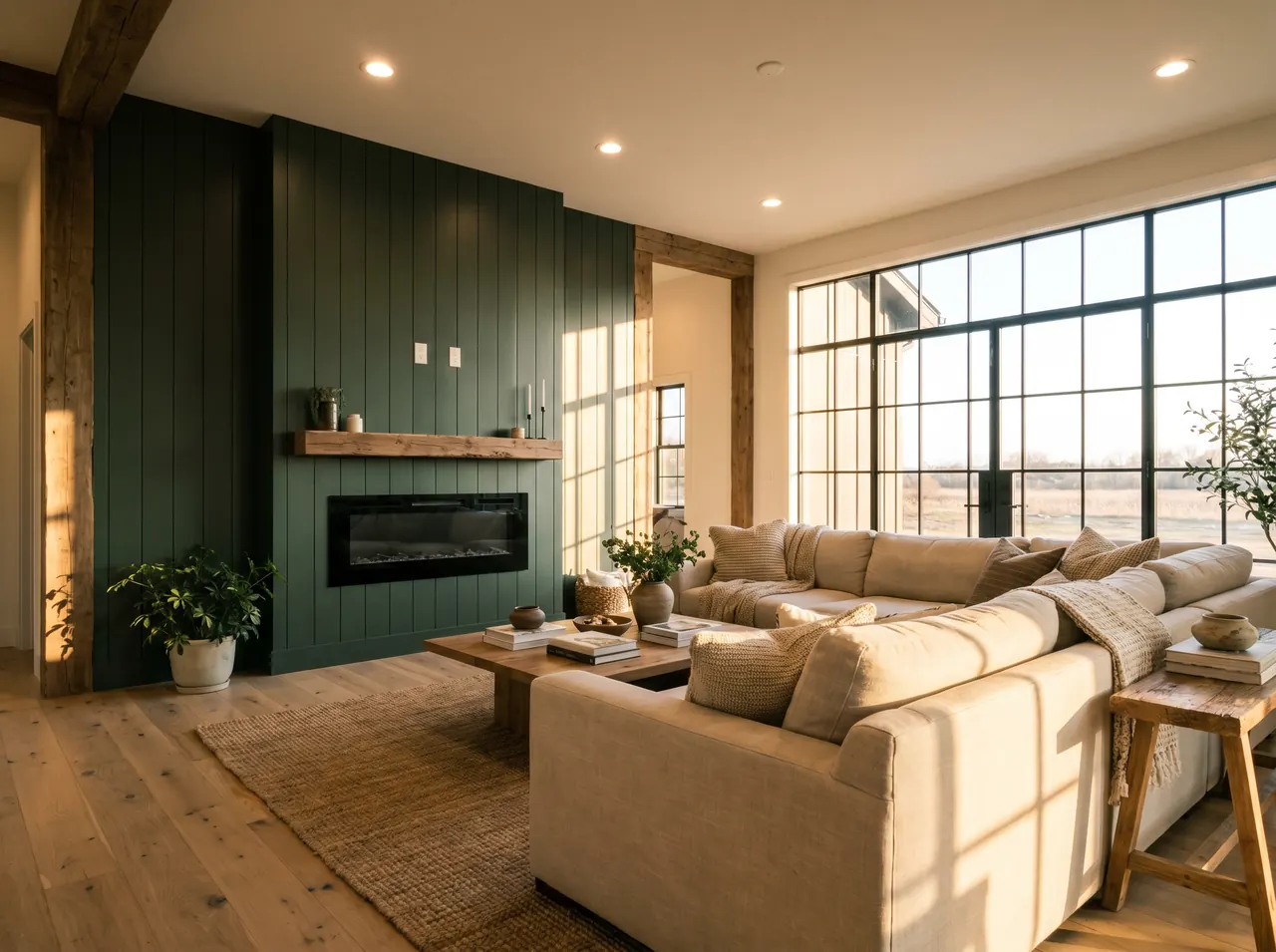 Shiplap accent wall + plank flooring install.