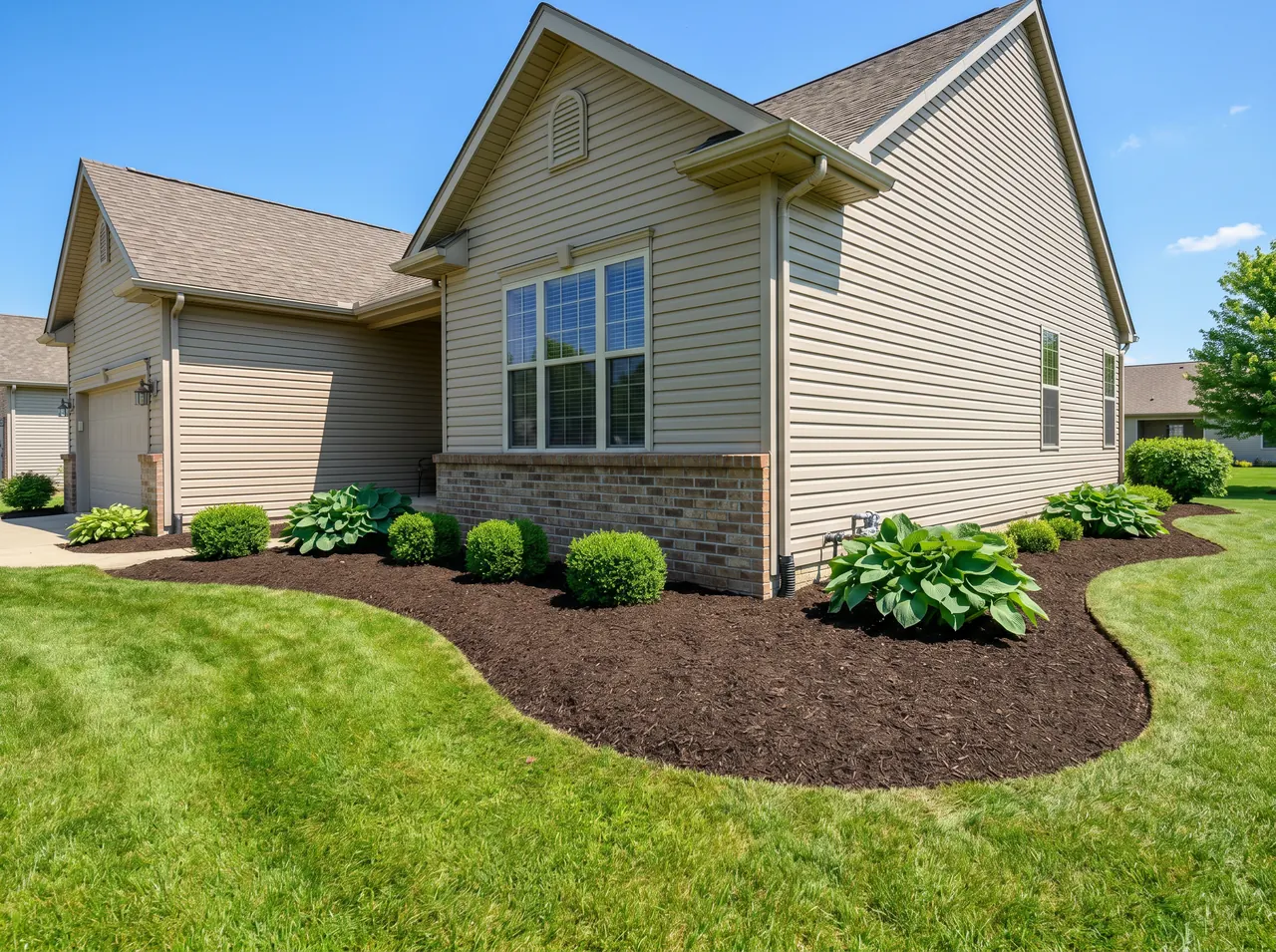 Redefined beds and fresh dark mulch install.